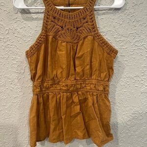 Maurices Terracotta Crochet Accent Blouse